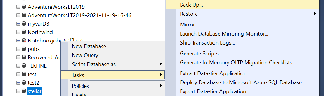 Taking Backup in SQL Server