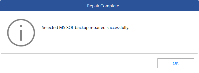 Repair Complete in Stellar repair for MS SQL software