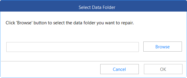 selecting database in repair tool