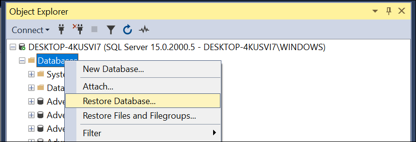 Restore Database uisng differential backup in SSMS