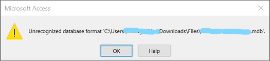 Unrecognized Database Format Error in MS Access