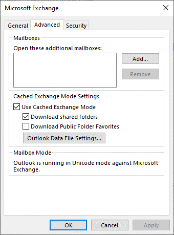 Microsoft Exchange window