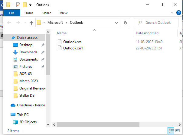 Outlook configuration directory