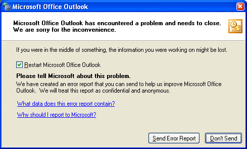 Outlook Error Message