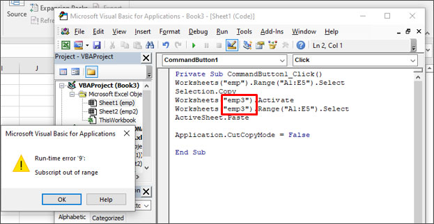 VBA Error Subscript Out Of Range-When Incorrect Name