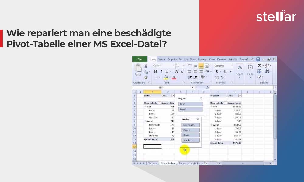 Wie repariert man eine beschädigte Pivot-Tabelle einer MS Excel-Datei?