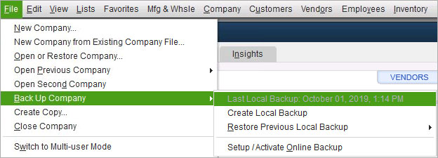 QuickBooks backup: Easily restore files if corrupted or deleted.