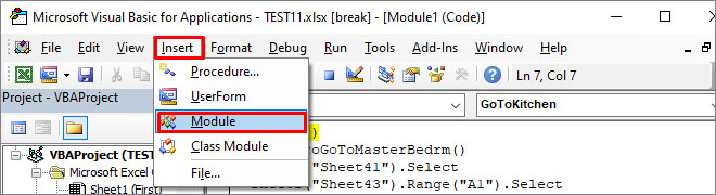 Click Module From Insert Option