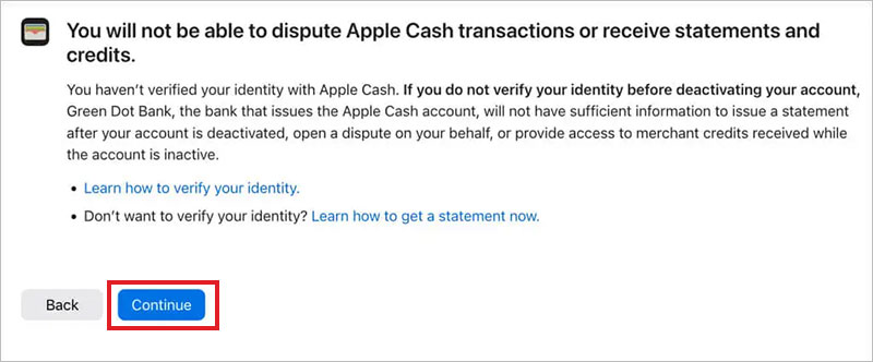 confirm to deactivate your Apple ID