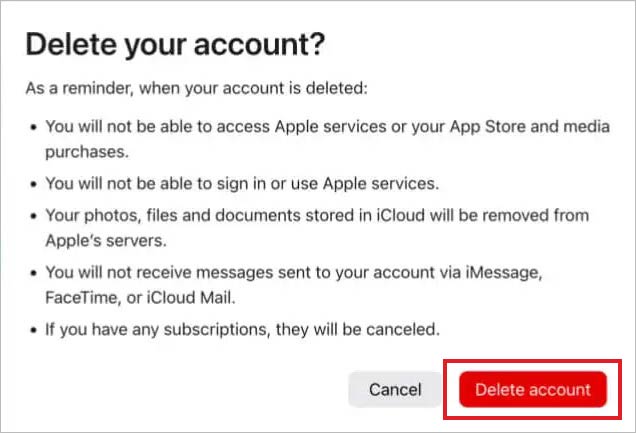Delete Apple ID account