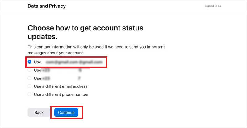 choose how to get account status update