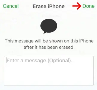 enter a message to wipe an iPhone
