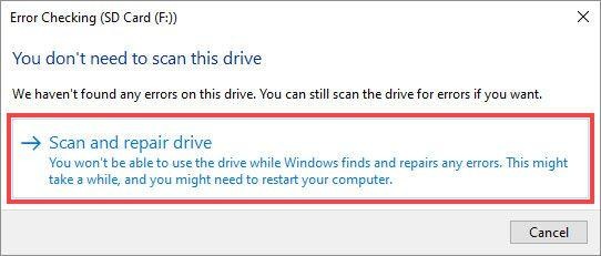 scan and repair drive