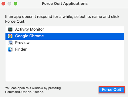 Apple Menu > Force Quit Applications