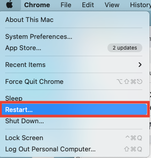 Apple Menu > Restart