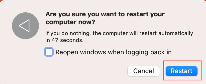 Are you sure you want to restart your computer now