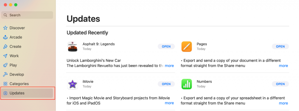 App Store > Updates