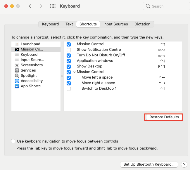 System Preferences > Keyboard > Shortcuts