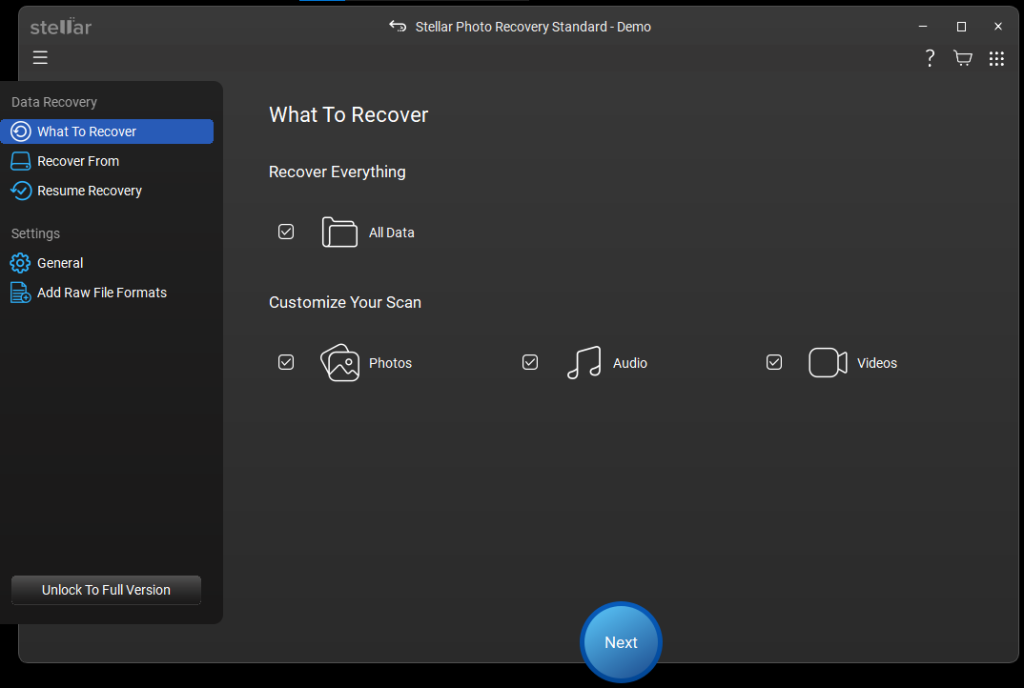 Stellar photo recovery - what to recover