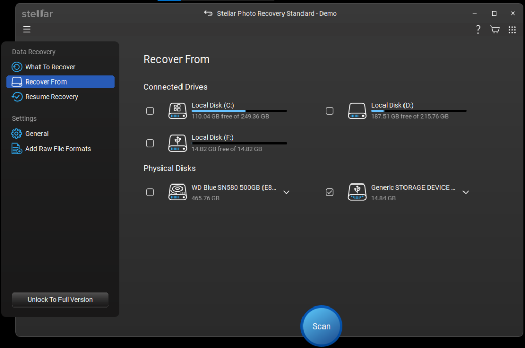 Stellar photo recovery - recover from device