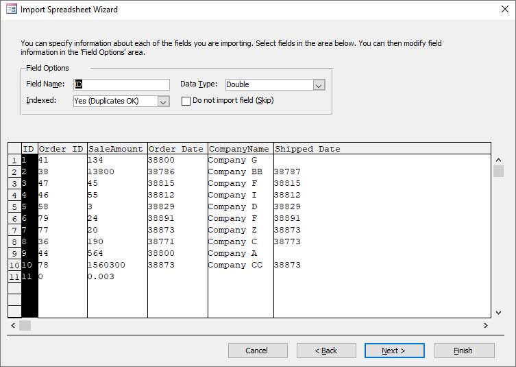 Modify Info In Import Spreadsheet Wizard