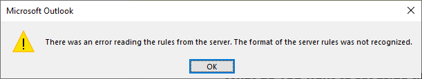 Outlook error message