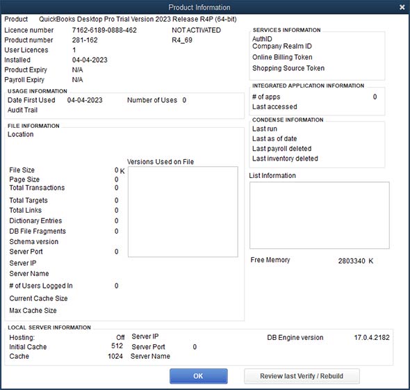 Product Information Window