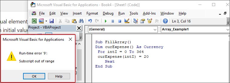 Runtime Error 9 When Not Declared Array