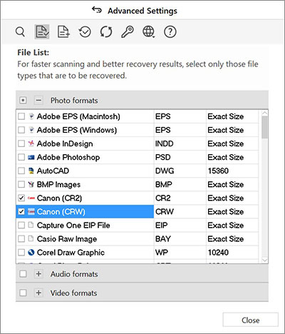 select the Photo format