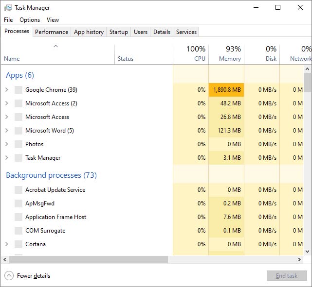 Task Manager Window