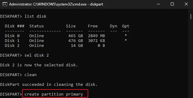 create disk partition using cmd