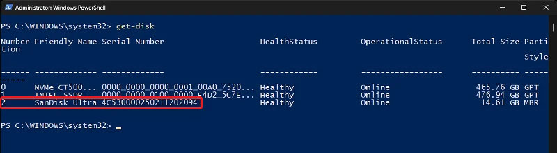 select usb drive to format in powershell