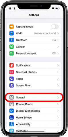 Stellar Eraser for iPhone- Tap on General