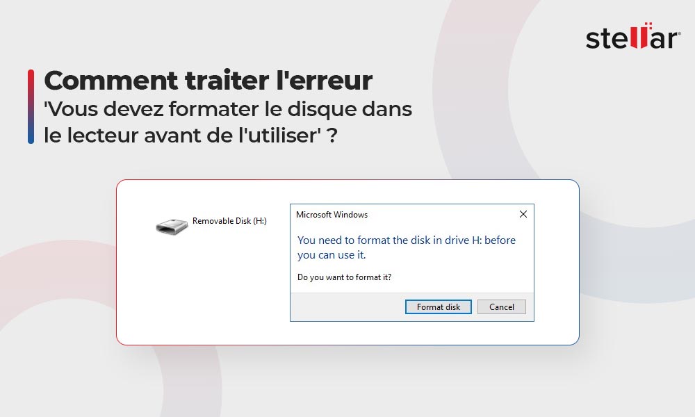 Comment traiter l’erreur ‘Vous devez formater le disque dans le lecteur avant de l’utiliser’ ?