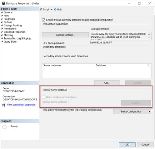 Monitor server Instance