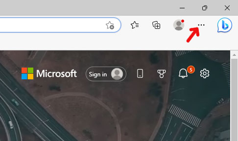 Open the menu on Edge