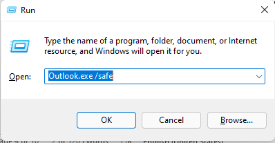 run Outlook in safe mode