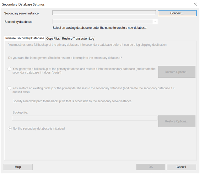 Secondary Database Settings