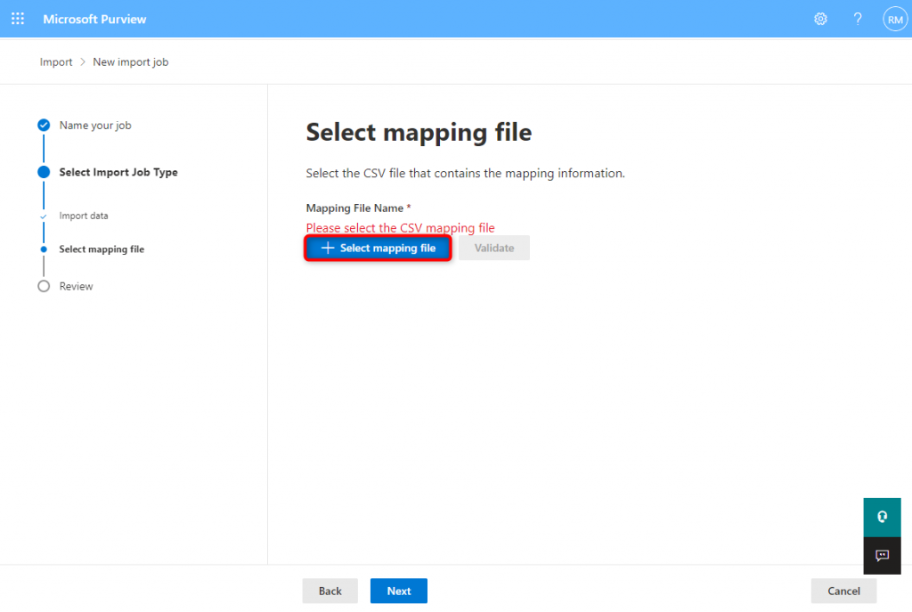 select mapping file