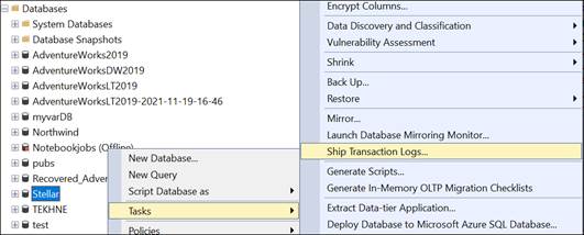 Ship Transaction logs under tasks