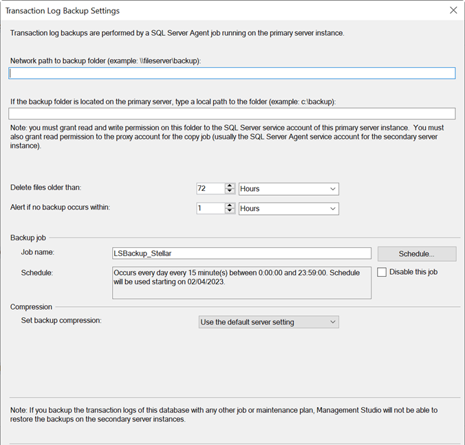 Transaction Backlog settings