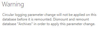 Warning for dismount and mount the database 