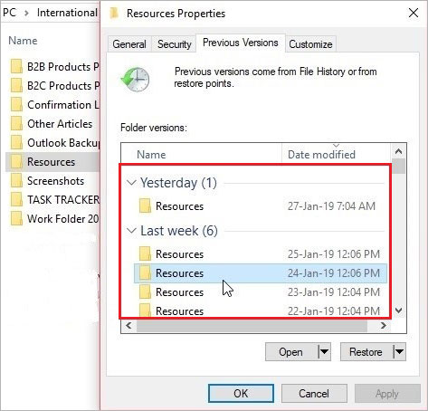 Recover Deleted Photos on Windows Using Previous Version
