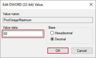 modify the registry key to fox the Insufficient System Resources Exist to Complete the Requested Service Error