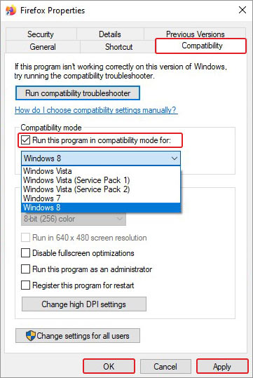 run app in compatibility mode to fix the exception access violation error