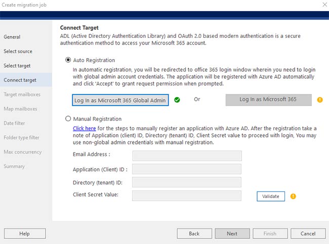 Select Connect Target
