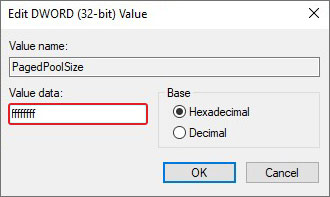 change value data to fix the Insufficient System Resources Exist to Complete the Requested Service Error