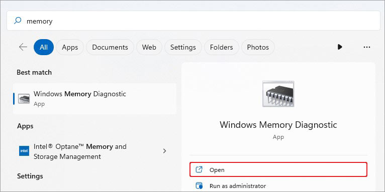 open-Windows-memory-diagnostic