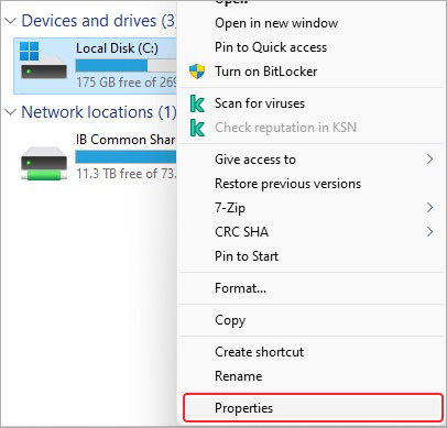 open-local-disk-C-properties