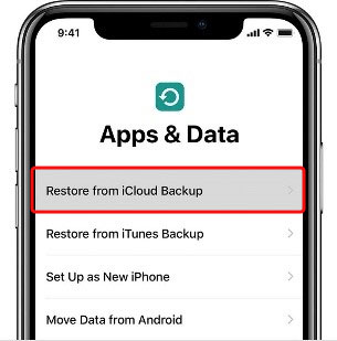 restore from iCloud backup